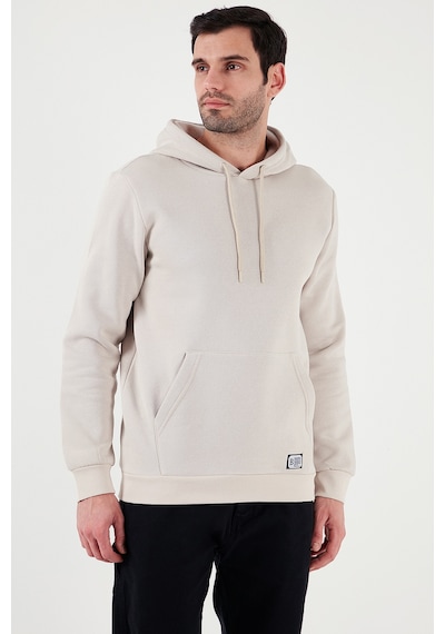 Buratti Regular Fit Kapüşonlu Kanguru Cepli Içi Tüylü Yumuşak Şardonlu Erkek Sweat 5905281 Krem