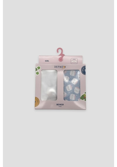 Defne Baby Kız Çocuk Desenli Premium Pamuklu Penye 2'li Boxer Şort Takımı Çok Renkli