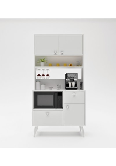 Floradesign Latte Kahve Köşesi / Çok Amaçlı Dolap / Airfryer Dolabı / Mutfak Organizeri Beyaz