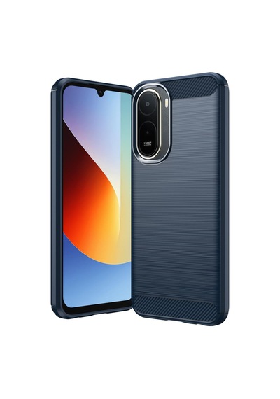 Caseonn Xiaomi Poco C81 Pro Kılıf Karbon Fiber Desenli Koruyucu Arka Kapak Lacivert