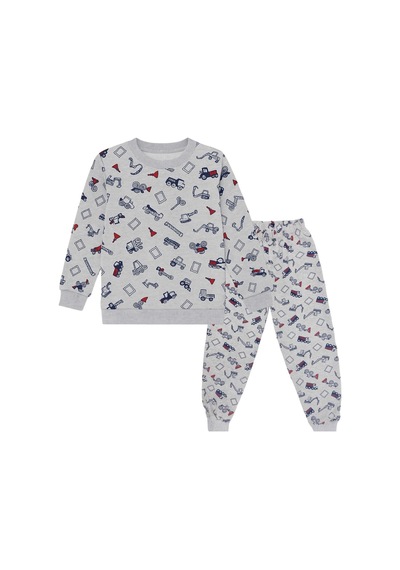 Beka Kids Erkek Çocuk Desenli Pijama Takımı %100 Pamuklu Ve Esnek Pijama Takımı Krem
