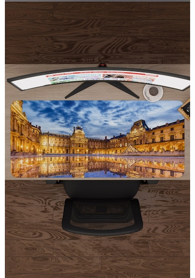 Louvre Müzesi Fransa V4 90x40 Xxl Gaming Kauçuk Kaymaz Taban Mouse Pad Fare Altlığı