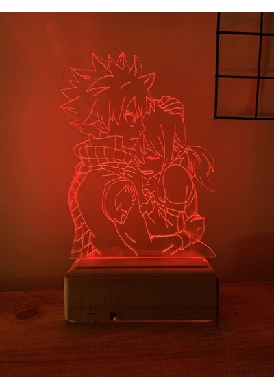 Fairy Tail Lucy - Natsu 16 Renk Gece Lambası Çok Renkli