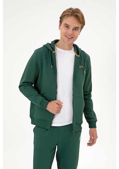 U.S. Polo Assn. Erkek Regular Fit Koyu Yeşil Şardonlu Örme Hırka 50313755-VR079