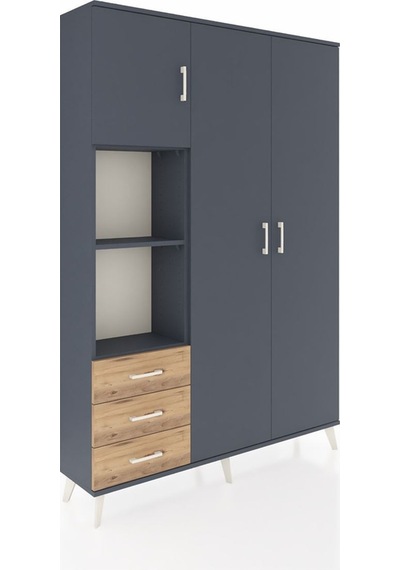 Arges Dolap 6 Raflı 3 Çekmeceli Tek Askılı 132x30x195 Antrasit-antrasit/çam Antrasıt/atlas Çam Arges Dolap 6 Raflı 3 Çekmeceli Tek Askılı 132x30x195 Antrasit-antrasit/çam Antrasıt/atlas Çam