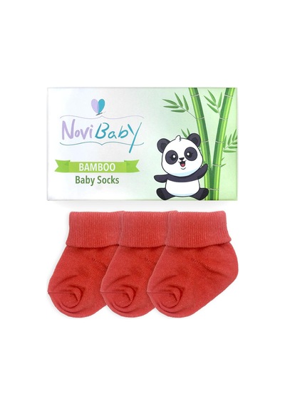 Novibaby 3'lü Bambu Yenidoğan Bebek Çorabı I Orange I 0-6 ay "Karışık Renkli"