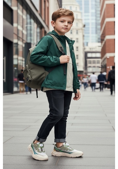 Marco Kids 05-26y518 Bej Yeşil Ortopedik Günlük Erkek Çocuk Spor Ayakkabı Bej