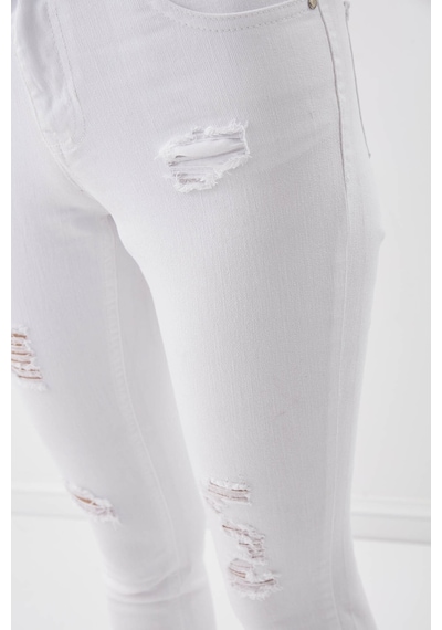 Vitrin Beyaz Yırtık Skinny Denim Pantolon