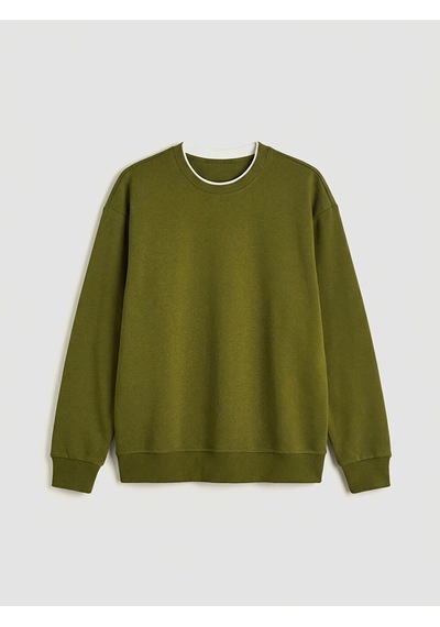 Lcw Vision Haki Bisiklet Yaka Erkek Kalın Sweatshirt