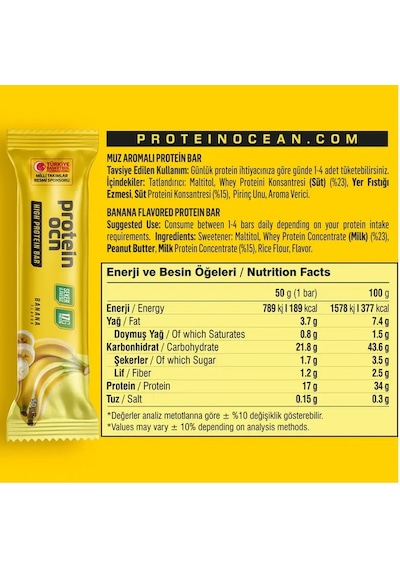 Proteinocean Muz Aromalı Protein Bar 50 G 2 Adet