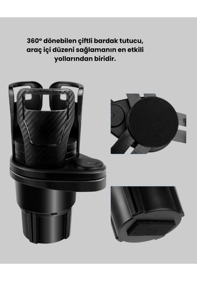 Cosmotex Araç İçi Düzen Ve Ambiyans Seti Çift Bardak Tutucu + Led Işık