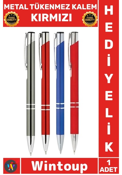 Kalem Lüks Şık Ofis Hediyelik Modern Ergonomik İmza Kaliteli Özel Metal Tükenmez Kalem Kırmızı Çok Renkli