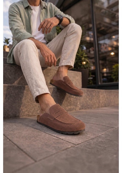 Dmr Elegance Jy0456 Rayn Bağcıksız Hakiki Süet Deri Erkek Günlük Mantar Taban Loafer Klasik Ayakkabı Hdmt - Kahve Kahverengi