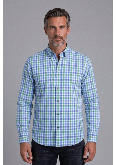 Bisse Mavi Regular Fit Cepsiz Uzun Paşa Yaka Gömlek Gmeks261043 E35