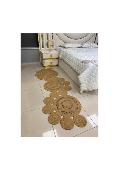 Jüt Hasır Görünümlü Desenli Modern El Örgüsü Sarmal Halı Kilim Kırçıl Hasır Kırçıl Hasır