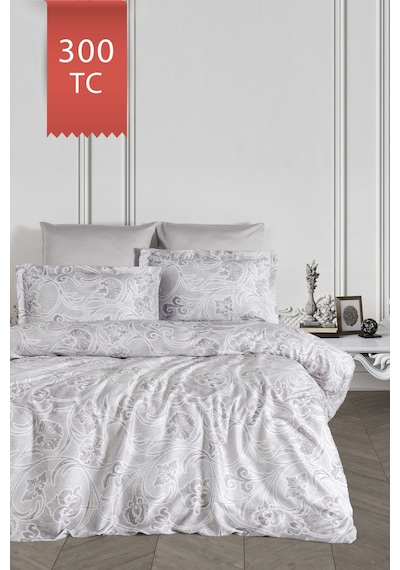 Varol Royal Saten 300tc Nevresim Takımı Çift Nevresimli Family Size - Grida Çok Renkli
