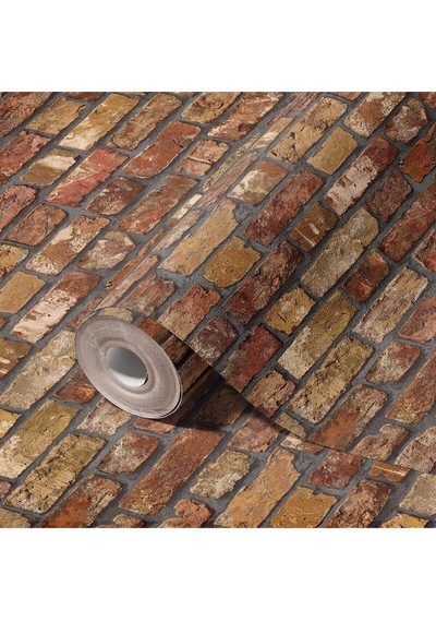 Roka 23104-4 Taş Desenli Kahverengi Duvar Kağıdı 16,5 M2
