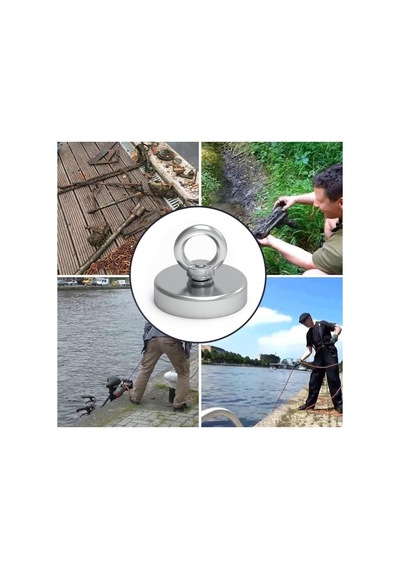 Dünya Magnet 48mm Çapında Fishing Magnet, Süper Güçlü Halkalı Neodyum Pot Mıknatıs, Kanca Kurtarma Mıknatıs