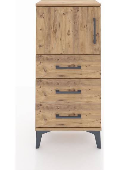 Arges Komodin Tek Raflı 3 Çekmeceli Tek Kapaklı 44x30x96 Çam-çam Çam