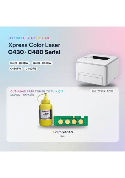 Samsung Uyumlu Clt-y404s Toner Tozu + Çip Sarı 45gr / Xpress C430 / C480