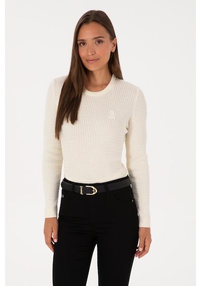U.S. Polo Assn. Kadın Krem Bisiklet Yaka Basic Kazak 50307763-VR256