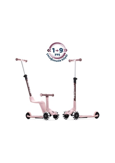 Smartrike Xtend Mini-ride 4 Aşamalı Büyüyen Oturaklı Scooter 1-9 Yaş Katlanabilir Led Tekerlekli Pembe