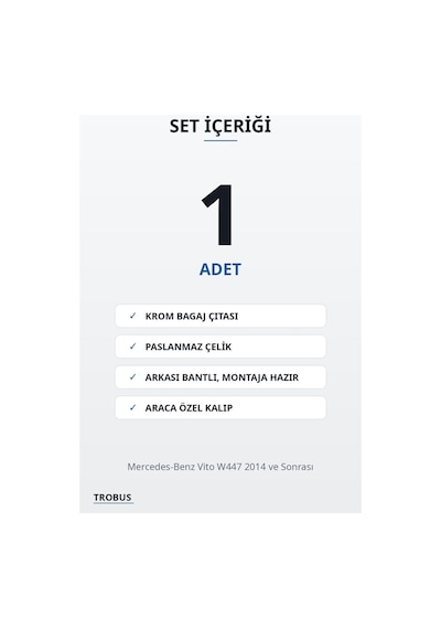 Mercedes-benz Vito W447 2014 Ve Sonrası Uyumlu Krom Bagaj Çıtası Paslanmaz Çelik Uzun Model