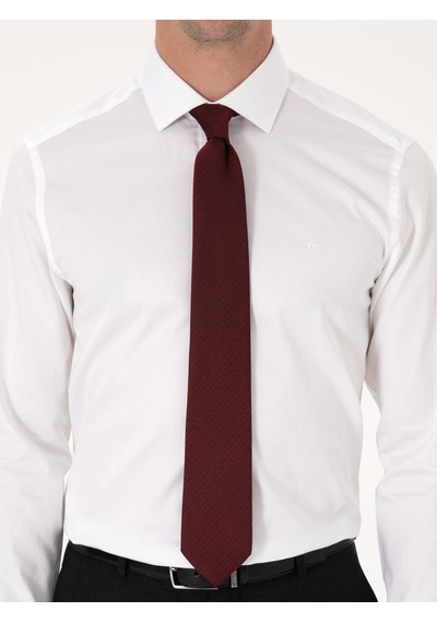 Cacharel Beyaz Slim Fit %100 Pamuk Yarım İtalyan Yaka Klasik Gömlek