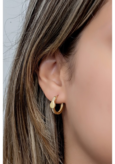 Nereze 925 Ayar Gümüş Gold Kaplama 15 Mm Halka Küpe