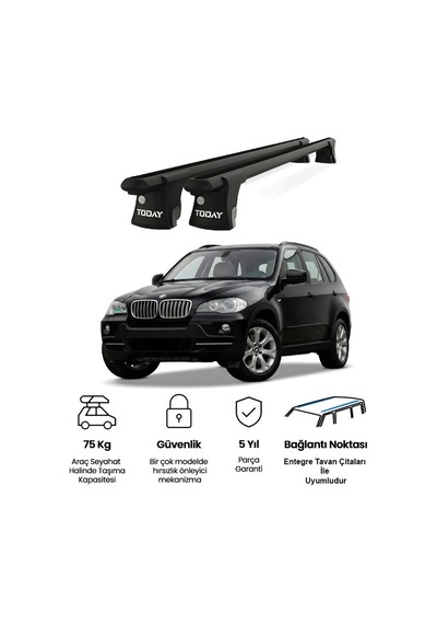 Trio-ıı Bmw X5 2006-2013 Uyumlu Siyah Kilitli Ara Atkı 135cm Port Bagaj Tavan Barı
