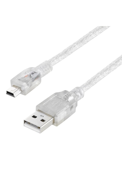 5 Pin Mini Usb Kablo 3 Metre Şeffaf Uzun Ve Dayanıklı Veri & Şarj Kablosu