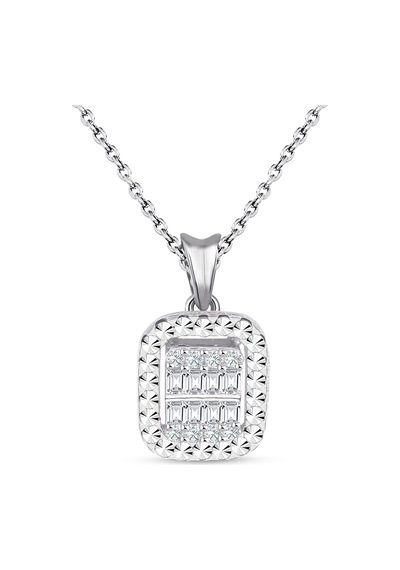 Modern Tasarım 0.15 Ct Baget Kare Tektaş Kolye