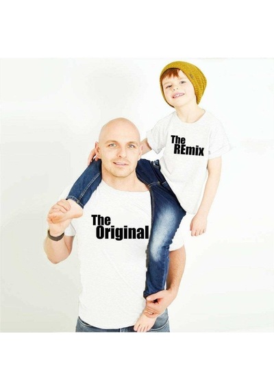Tshirthane - The Remix Baba Oğul Kombini Tshirt Giyim Beyaz