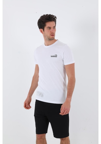 Maraton Sportswear Regular Erkek Bisiklet Yaka Kısa Kol Basic Beyaz T-Shirt 20560-Beyaz