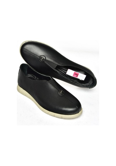 Fox Shoes P555081203 Siyah Hakiki Deri Comfort Ortopedik Taban Kadın Ayakkabı Siyah