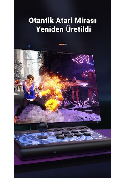 008 Arcade Dövüş Kolu Mavi Switch Mekanik Tuşlar, 50 Milyon Basım, Turbo Fonksiyonu, Klasik Çelik Joystick