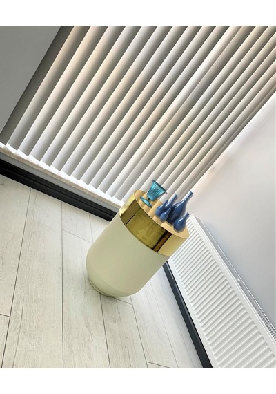 Dekoratif Gold Darbuka Beyaz Sehpa 60cm