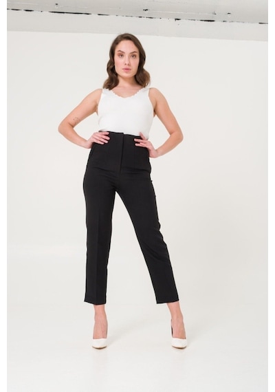 Lavajeans Kadın Siyah Yüksek Bel Pensli Kumaş Pantolon Siyah