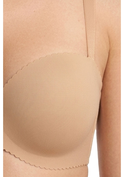 Cottonill Seamless Bra - Serina Balenli Lazer Kesim Yarım Dolgulu Push Up Straplez Kadın Sütyen 2'li Paket Çok Renkli