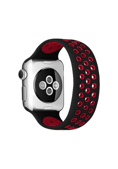 Apple Watch Uyumlu38mm Ayarlı Delikli Silikon Kordon Saat Değildir - Siyah-kırmızı