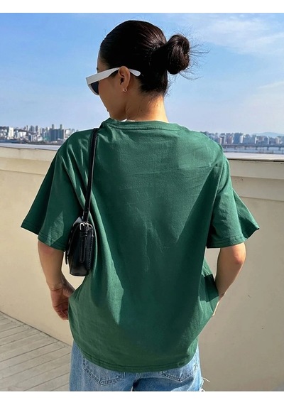 Clarity And Candor Baskılı Unisex Oversize T-shirt Yesil