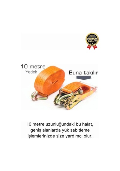 Çok Amaçlı Kopmaz Dayanıklı Kancalı Güvenli Sabitleme Gırgır Yük Gerdirme Kiti Spanzet Halat 10 Mt