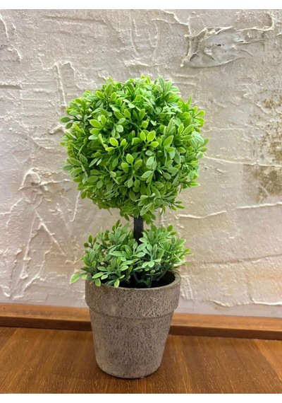 Zümrüt Yeşili İkili Topiary Aranjman 24 Cm X 10 Cm Yeşil