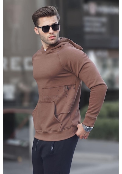 Madmext Kahverengi Kapüşonlu Sweatshirt 6151-kahverengi Kahverengi