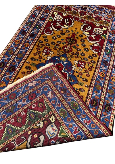 El Dokuma Sıfır Obruk Halısı 100x200 Kök Boya %100 Yün Halı Hardal