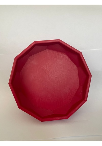 Kırmızı Köşeli Kase - Dekoratif Kase 15 Cm 3d Baskıdır- Sağlamdır