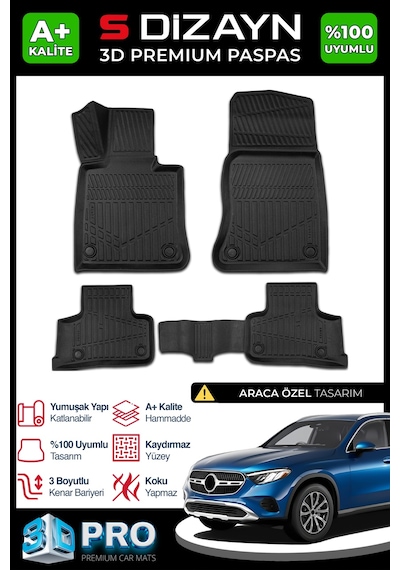 S-dizayn Mercedes Glc 3d Pro Havuzlu Paspas 2023 Üzeri A+ Kalite