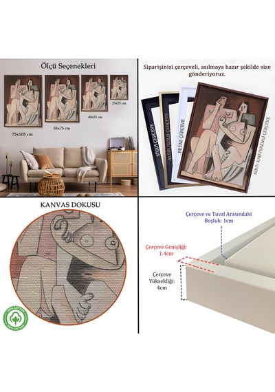 Çerçeveli Pablo Picasso - Adam Ve Kadın Soyut Tablosu - Homme Et Femme-7329