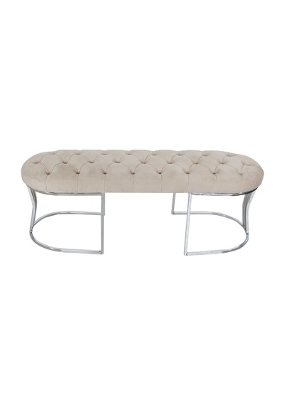 VİEGO SILVER KREM-Kapitoneli Model Puf&Bench&Koltuk-Oturak-Uzun Makyaj Puff-Yatak Odası Ucu&Önü