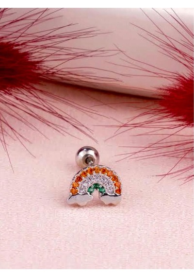 Tragus Piercing Çelik Paslanmaz Gökkuşağı Detaylı Gümüş - 647562110 Gümüş
